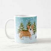 Mug Red Pembroke Welsh Corgi Noël de la forêt d'hiver (Gauche)