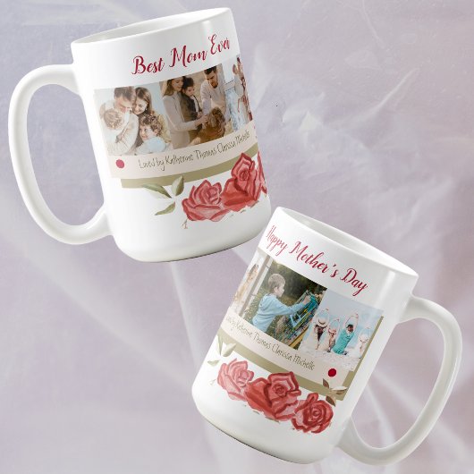Mug Red Photo Collage Meilleure Maman Joyeuse Fête des