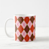 Mug Red Pink and Brown Argyle Pattern (Gauche)