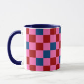 Mug Red Pink Blue Checkered Pattern Design  (Gauche)