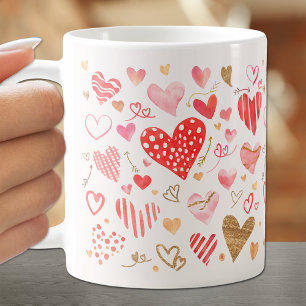 Mug Red Pink Gold Hearts Vous Aimez Pour Toujours