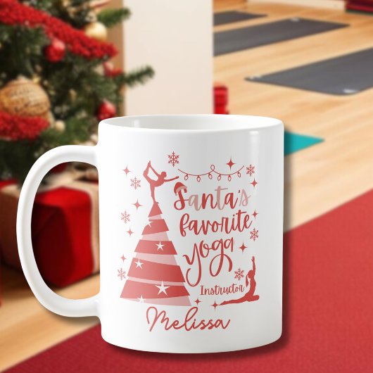Mug Red Pink Père Noël instructeur de Yoga préféré