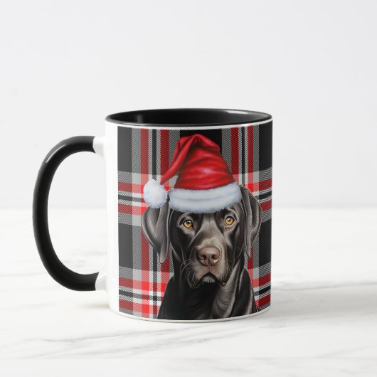 Mug Red Plaid avec Black Labrador Retriiver Noël (Gauche)