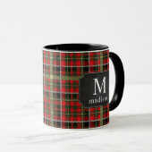 Mug Red Plaid avec nom monogramme or (Devant droit)