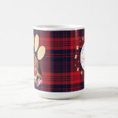 Mug Red Plaid & Gold Pet Empreinte de patte Photo & Sn (Centre)