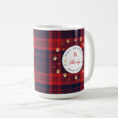 Mug Red Plaid & Gold Pet Empreinte de patte Photo & Sn (Devant droit)