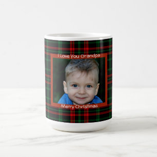 Mug Red Plaid, Joyeux Noël, Photo personnalisée,