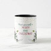 Mug Red Poinsettia Bouquet Parties scintillant or Noël (Centre)