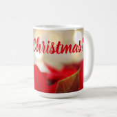 Mug Red Poinsettia Photographie Bokeh Joyeux Noël (Devant droit)