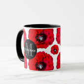Mug Red Poppies Ajouter votre nom et initial (Devant gauche)