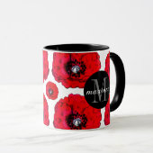 Mug Red Poppies Ajouter votre nom et initial (Devant droit)