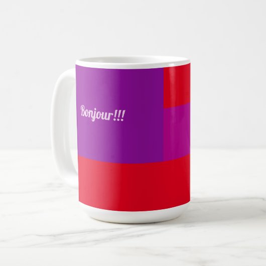 Mug Red Purple Design Bonjour Bonjour (Devant gauche)