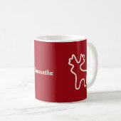 Mug Red Reindeer Contour Personalized Name (Devant droit)