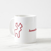 Red Reindeer Contour Personalized Name