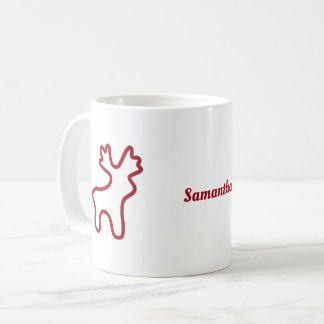 Mug Red Reindeer Contour Personalized Name