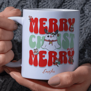 Mug Red Retro Super Joyeux Noël Kawaii Nom