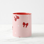 Mug Red Ribbon Bow Pattern | Sweet Pastel Pink Cute (Centre)