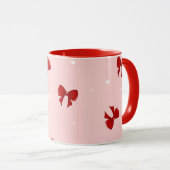 Mug Red Ribbon Bow Pattern | Sweet Pastel Pink Cute (Devant droit)