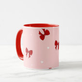 Mug Red Ribbon Bow Pattern | Sweet Pastel Pink Cute (Devant gauche)