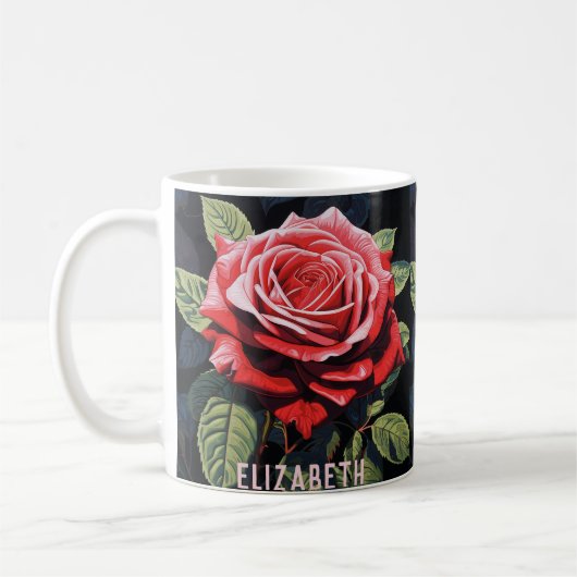 Mug Red Rose Anniversaire Cadeau Idées sur mesure Café (Gauche)