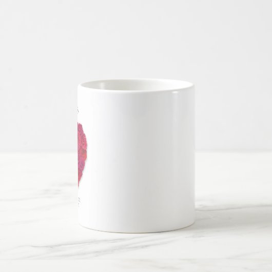 Mug Red Rose Heart Romantic Floral Custom Text (Centre)