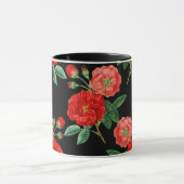 Mug Red Roses, Black Background, (Centre)