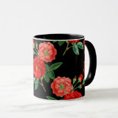Mug Red Roses, Black Background, (Devant droit)