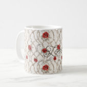 Mug Red Roses Faux Wood Floral Love (Devant gauche)