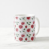 Mug Red Roses Floral Line Motif (Devant droit)