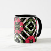 Mug Red roses flowers floral kaleidoscopic white (Devant droit)