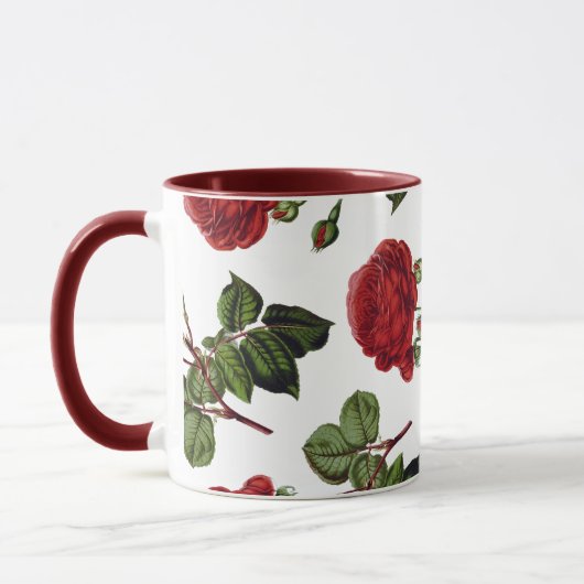 Mug Red Roses Pattern (Gauche)