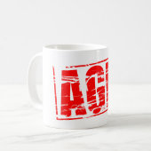 Mug Red Rubber stamp effect. AGM - Annual General Meet (Devant gauche)