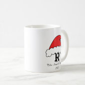 Mug Red Santa Hat Monogram Famille Noël (Devant droit)