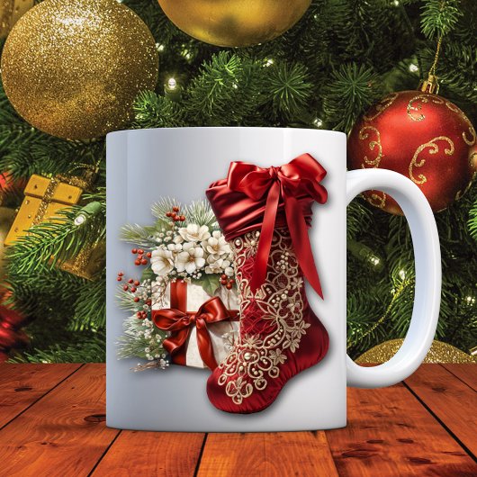 Mug Red Satin Noël Stocker cadeaux de vacances