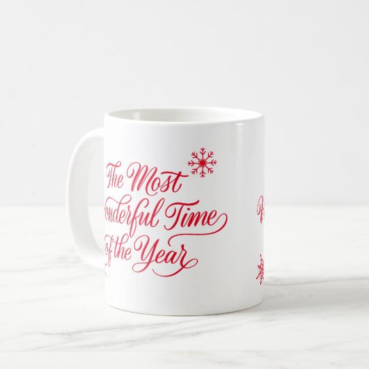 Mug Red Script Le Temps Le Plus Merveilleux Noël (Devant gauche)