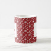 Mug Red Snowflake Swirl Monogram Name (Centre)