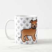 Mug Red Staffordshire Bull Terrier mignon chien de des (Gauche)