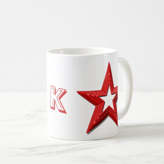 Mug - Red Stars et Initial (Devant droit)