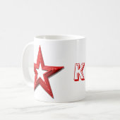 Mug - Red Stars et Initial (Devant gauche)