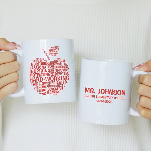 Mug Red Teacher Appréciation Typographie Apple
