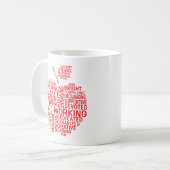 Mug Red Teacher Appréciation Typographie Apple (Devant gauche)