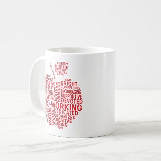 Mug Red Teacher Appréciation Typographie Apple (Devant gauche)
