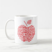 Mug Red Teacher Appréciation Typographie Apple (Gauche)
