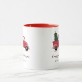Mug Red Truck Christmas Tree Snow Man Name Holiday (Centre)