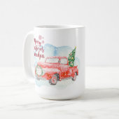 Mug RED TRUCK Joyeux papi de Noël Personnalisé (Devant gauche)