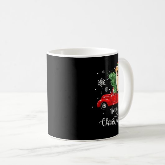 Mug Red Truck Merry Christmas Tree Golden Retriever Ch (Devant droit)