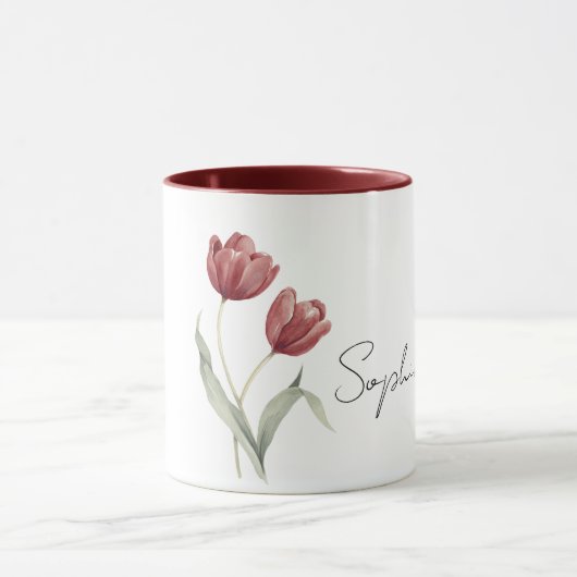 Mug Red Tulip Flowers (Centre)
