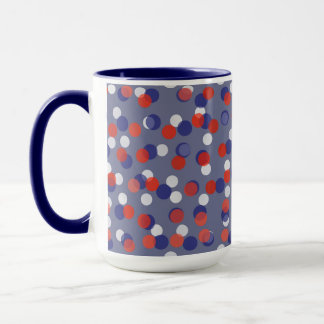 Mug red, white and blue polka dots