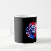 Mug Red White & Blue Cat With American Flag Background (Devant gauche)