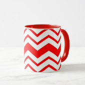 Mug Red White Chevron Zigzag Pattern Design  (Devant droit)